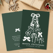 Modern Ribbon Bows Green Christmas シーズンカード