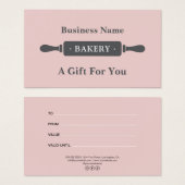 Modern Rolling Pin Bakery Pink Gift Certificate (正面&裏面)