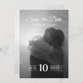 Modern Romantic Black and White Photo Wedding  招待状 (正面/裏面)