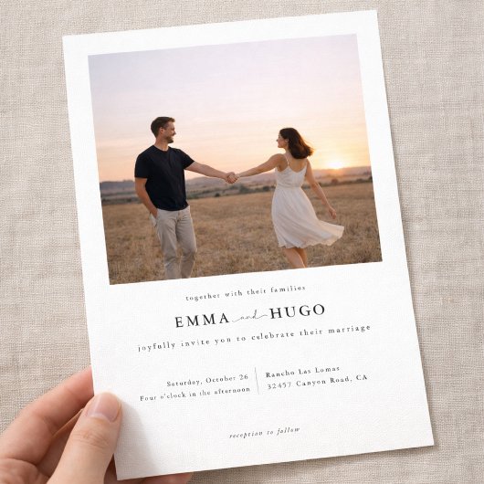 Modern Romantic Elegant Photo Wedding Invitation 招待状