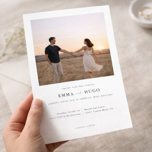 Modern Romantic Elegant Photo Wedding Invitation 招待状
