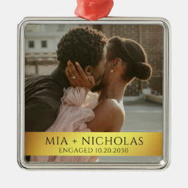 Modern Romantic Engagement Photo メタルオーナメント