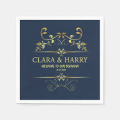 Modern romantic gold calligraphy wedding  スタンダードカクテルナプキン (正面)