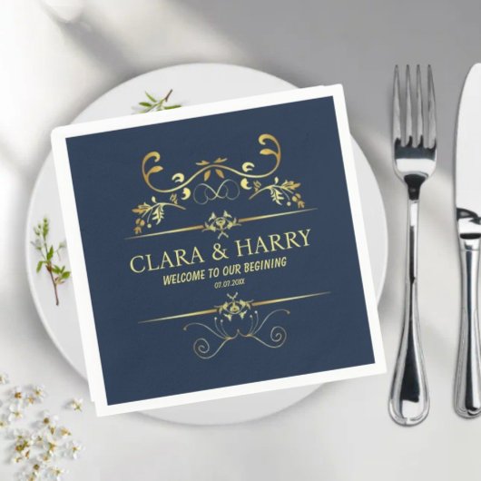 Modern romantic gold calligraphy wedding  スタンダードランチョンナプキン