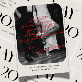 Modern Romantic Handwritten Photo Save the Date 招待状