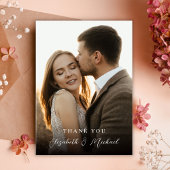 Modern Romantic Handwritten Script Photo Wedding  サンキューカード