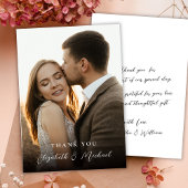 Modern Romantic Handwritten Script Photo Wedding  サンキューカード