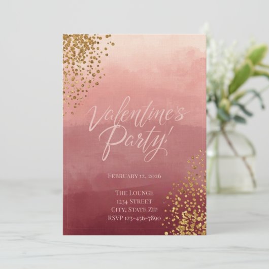 Modern Romantic Valentine’s Party Invitation 招待状 (スタンド正面)