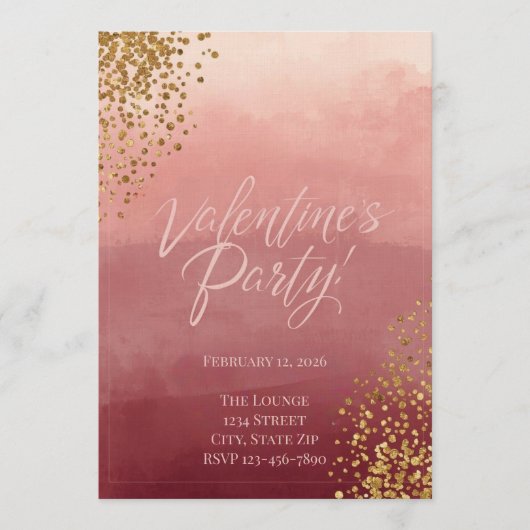 Modern Romantic Valentine’s Party Invitation 招待状 (正面)