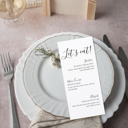Modern Romantic Wedding Dinner Menu card メニュー