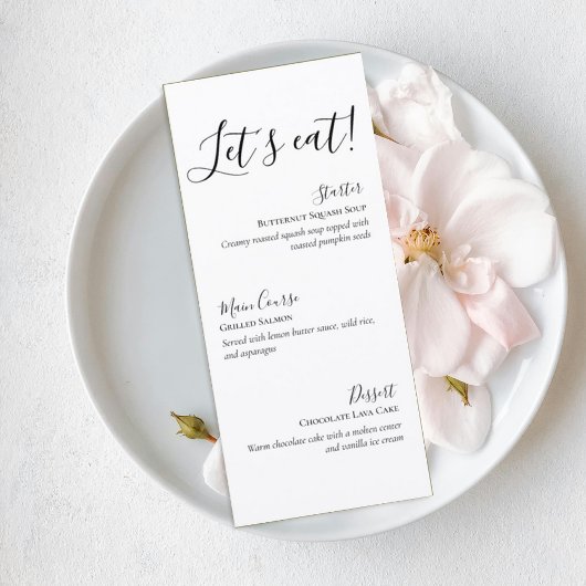 Modern Romantic Wedding Dinner Menu card メニュー