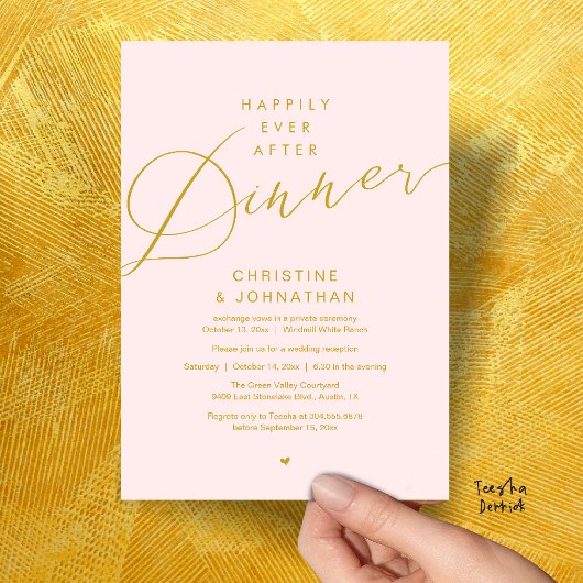 Modern Romantic Wedding Happily Ever After Dinner 招待状