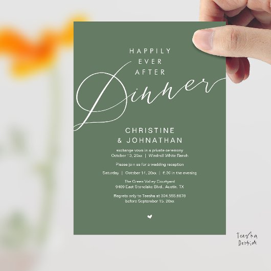 Modern Romantic Wedding Happily Ever After Dinner 招待状