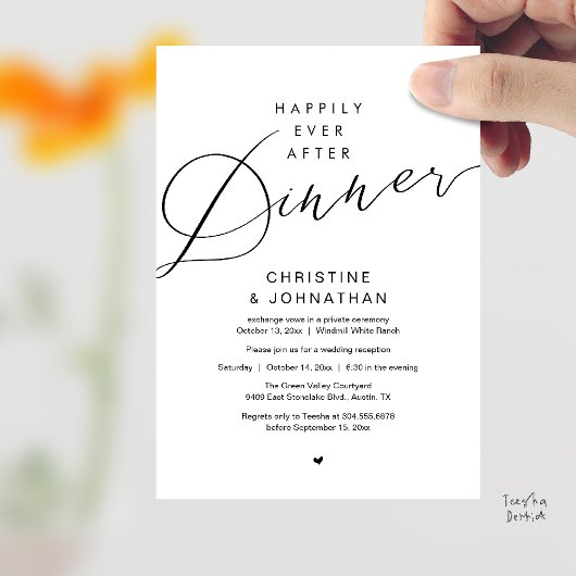 Modern Romantic Wedding Happily Ever After Dinner 招待状