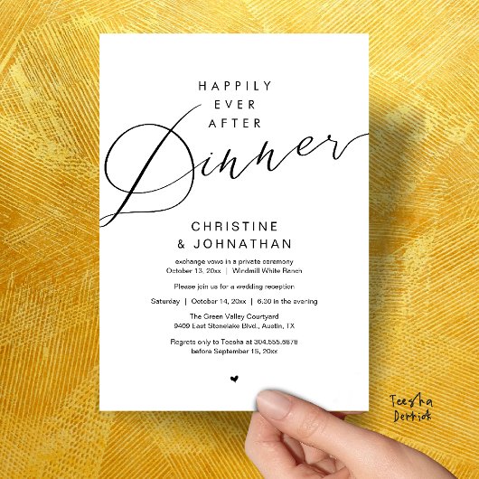 Modern Romantic Wedding Happily Ever After Dinner 招待状