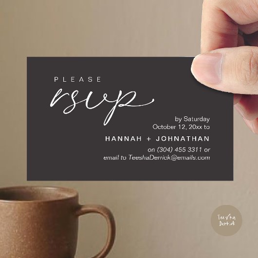 Modern Romantic Wedding Invites RSVP Reminder Card エンクロージャーカード