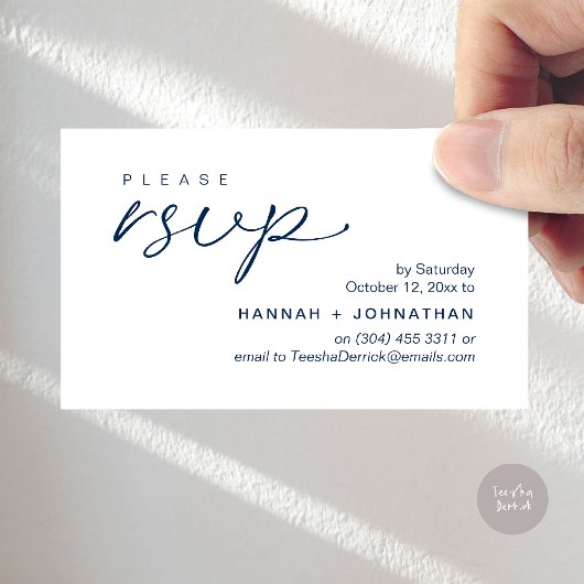 Modern Romantic Wedding Invites RSVP Reminder Card エンクロージャーカード