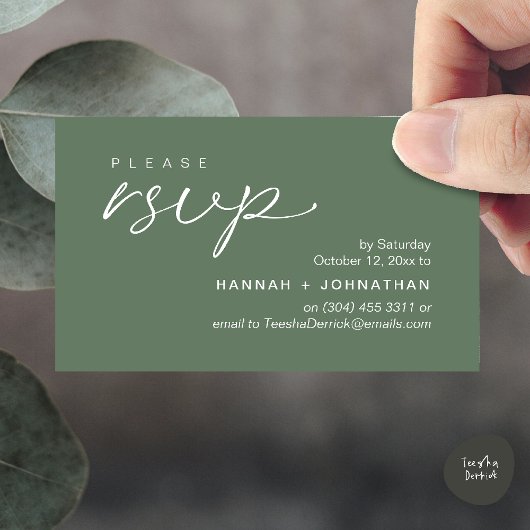 Modern Romantic Wedding Invites RSVP Reminder Card エンクロージャーカード