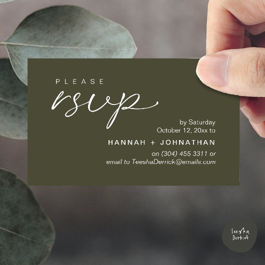 Modern Romantic Wedding Invites RSVP Reminder Card エンクロージャーカード