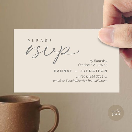 Modern Romantic Wedding Invites RSVP Reminder Card エンクロージャーカード