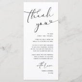 Modern Romantic Wedding Reception Thank You Card プログラム (正面)