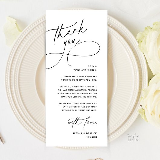 Modern Romantic Wedding Reception Thank You Card プログラム