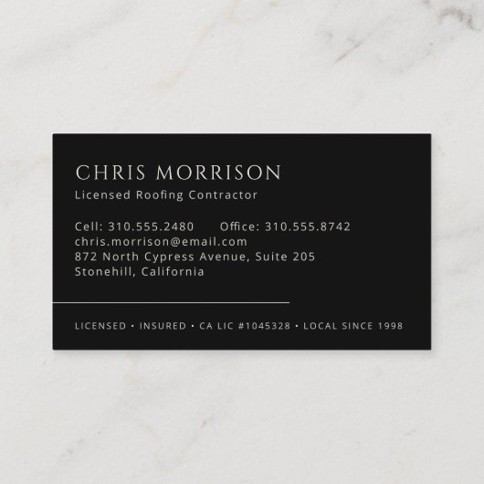 Modern Roofing Roofer Company Black 名刺 (裏面)