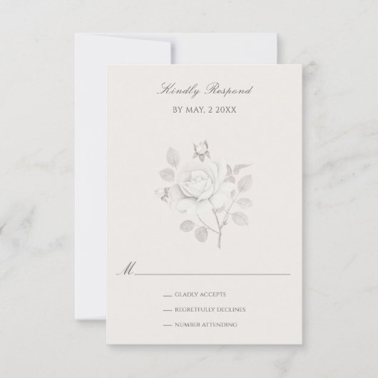 Modern Rose Botanical Wedding 出欠カード (正面)
