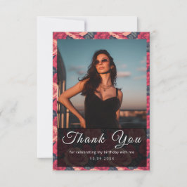 Modern Rose Flower Nature-Inspired Parties サンキューカード