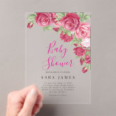 Modern Rose Garden Acrylic Baby Shower Invitation アクリル招待状 (インサイチュ (ポータブル))