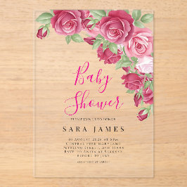 Modern Rose Garden Acrylic Baby Shower Invitation アクリル招待状