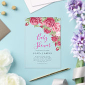 Modern Rose Garden Acrylic Baby Shower Invitation アクリル招待状 (インサイチュ (ウェディング))