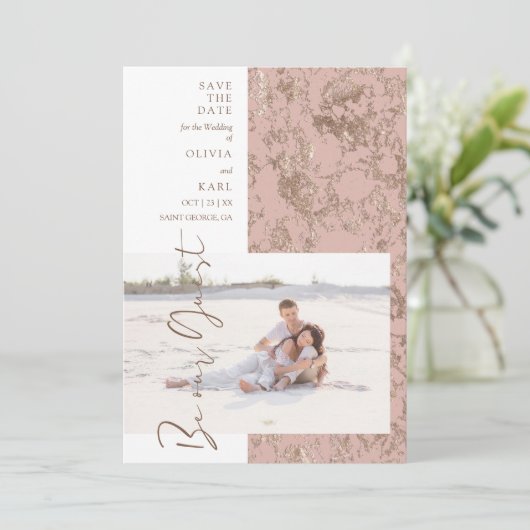 Modern Rose Gold Be Our Guest Photo Couple (スタンド正面)