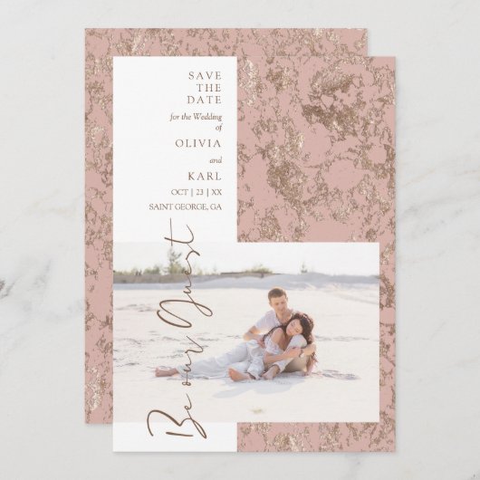 Modern Rose Gold Be Our Guest Photo Couple (正面/裏面)