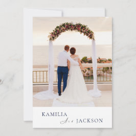 Modern Rose Gold Black Back Minimalist Wedding  招待状