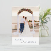 Modern Rose Gold Black Back Minimalist Wedding  招待状 (スタンド正面)