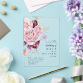 Modern Rose Gold Blush Floral Wedding  アクリル招待状 (インサイチュ (ウェディング))