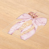 Modern Rose Gold Blush Pink Bow Sweet 16 Birthday アクリル招待状 (レイダウン)