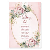 Modern Rose Gold Floral Eucalyptus Table Numbers テーブルナンバー (正面)