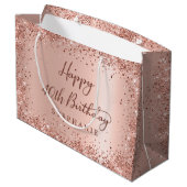 Modern Rose Gold Glitter Monogram 40th Birthday ラージペーパーバッグ (裏面アングル)