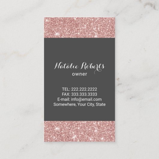 Modern Rose Gold Glitter Spray Cleaning 名刺 (裏面)