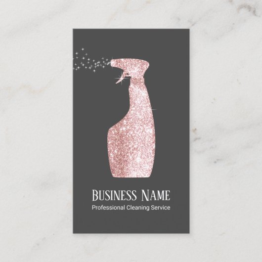 Modern Rose Gold Glitter Spray Cleaning 名刺 (正面)