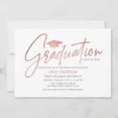 Modern Rose Gold Graduation Invitation 招待状 (正面)