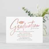 Modern Rose Gold Graduation Invitation 招待状 (スタンド正面)
