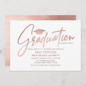 Modern Rose Gold  Graduation Invitation 招待状 (正面/裏面)