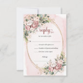 Modern Rose Gold Greenery Wedding RSVP Card (正面)