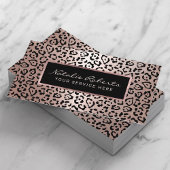 Modern Rose Gold Leopard Beauty Salon & Spa 名刺