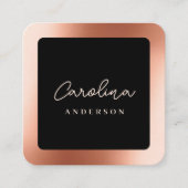 Modern Rose Gold Minimal Black Script スクエア名刺 (正面)