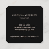 Modern Rose Gold Minimal Black Script スクエア名刺 (裏面)