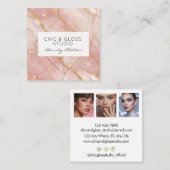 Modern Rose Gold Quartz Beauty Salon スクエア名刺 (正面/裏面)